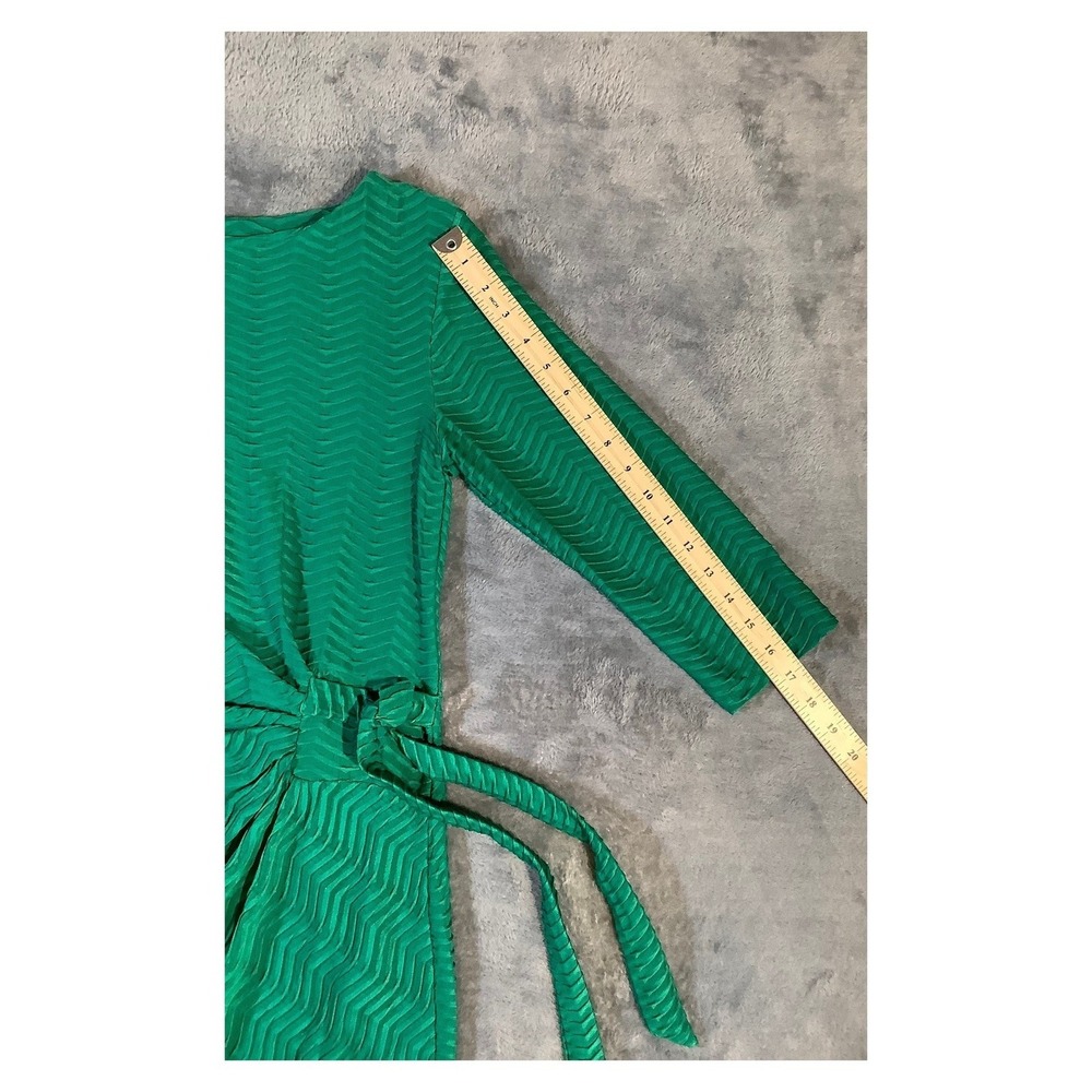 Shelby & Palmer Girls Green Chevron Dress Size 10 3/4 Sleeve - Picture 5 of 6